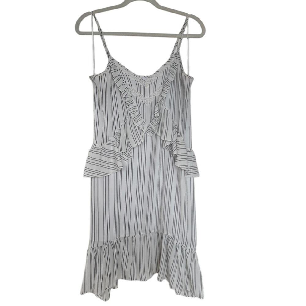 Rebecca Minkoff Taylor Striped Ruffle Dress Asymmetrical Hem Size 4 - Picture 3 of 7